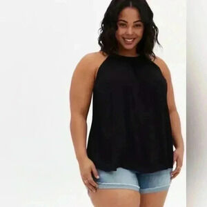 Torrid  Rayon Crepe High Neck Tank Black Womens Plus Size 0(L)